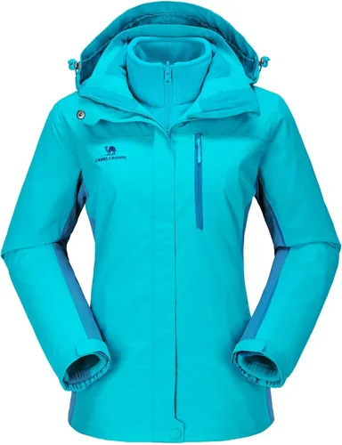 CAMEL CROWN Chaqueta de esquí impermeable 3 en 1 para mujer, abrigo de invierno rompevientos, chaquetas de snowboard para lluvia, nieve, senderismo