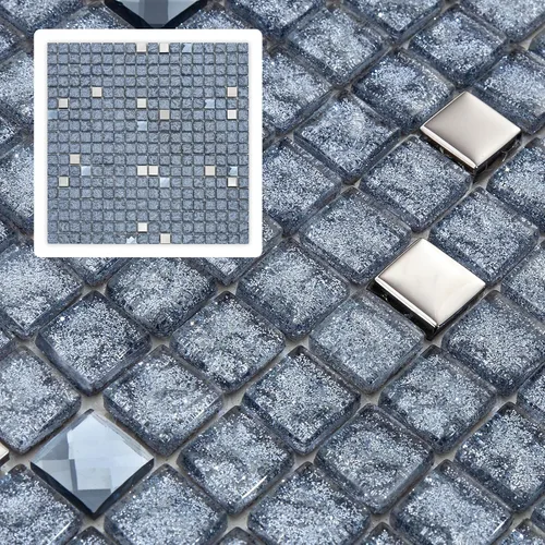 Miniatura 10 de 6 Hojas Despegar y Pegar Espejo Cuadrado Plano de Mosaico de Plata para Salpicaduras de Cocina y Pared de Baño Espejo plano cuadrado plateado