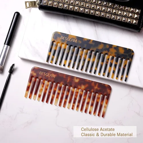 Miniatura 8 de Peine de dientes anchos para rizos y cabello grueso, peine desenredante grande para mujeres, acetato de 6 pulgadas de longitud completa