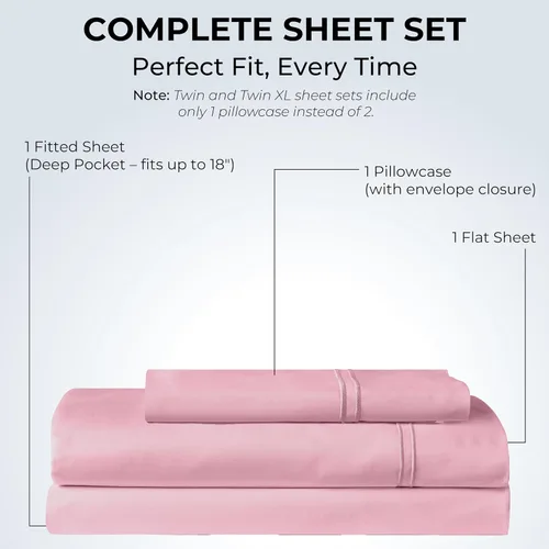 Miniatura 3 de Sábanas de Cama de Algodón 100% Natural Juego de Sábanas Twin de Tejido Satinado de Una Sola Capa de 500 TC Ropa de Cama Sólida Suave