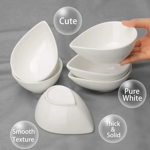 Miniatura 7 de Juego de 6 cuencos de cerámica para salsa/salsa de soja de porcelana blanca, buenos para postres, cereales, salsa de tomate, salsa de soja, barbacoa