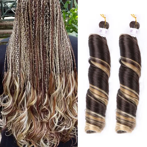 Miniatura 9 de Cabello rizado francés trenzado para trenzas de caja, 8 paquetes de 12 pulgadas, 3.00 oz/paquete, cabello trenzado de onda suelta, extensiones