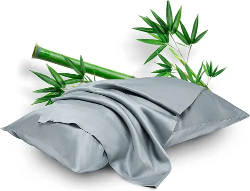 Miniatura 8 de SLEEP ZONE Juego de 2 fundas de almohada tamaño King, rayón derivado de bambú, color blanco, fundas de almohada suaves y transpirables con cierre