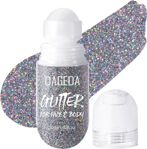 Miniatura 8 de DAGEDA Gel de purpurina corporal, purpurina facial enrollable para maquillaje de sirena, accesorios para festivales, rave, gel holográfico