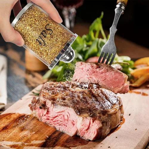 Miniatura 7 de Juego de saleros y pimenteros de cristal con bandeja, decoración de casa de diamantes triturados de cristal brillante para cocina, tarro de sal