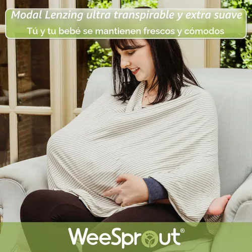 Miniatura 3 de WeeSprout Cubierta de Lactancia para Amamantar, Poncho de Lactancia Suave y Transpirable, Inserción para el Cuello para Ver sin Manos, Cubierta