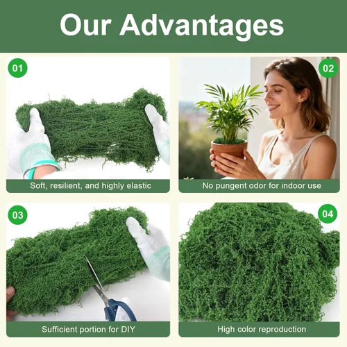 Miniatura 4 de MGLIFEUL Musgo artificial artificial de 1.125 libras para manualidades, plantas de interior con guantes antiadherentes y pinzas, musgo artificial