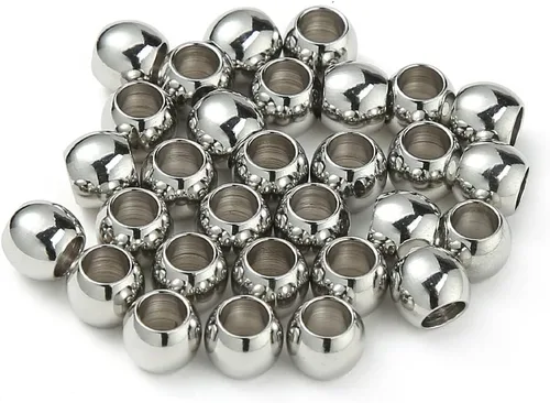 Miniatura 7 de 60 cuentas espaciadoras redondas de acero inoxidable chapadas en oro de 0.079 pulgadas con agujero de 0.079 pulgadas, cuentas sueltas sin costuras