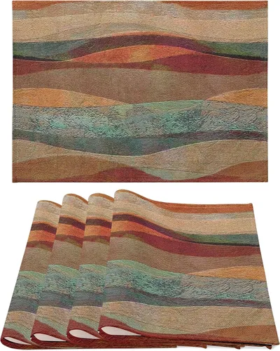 Juego de 4 manteles individuales, diseño de travertino del suroeste de Arizona, arenisca, antideslizantes, resistentes al calor, manteles