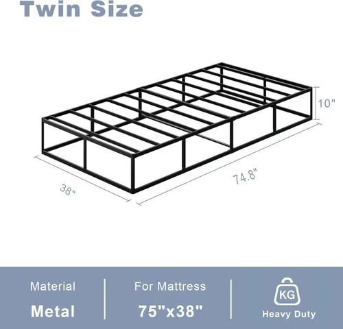 Miniatura 2 de Tyndall 10 Inch Twin Box Spring, Heavy Duty Metal Box Spring for Twin Size Bed Mattress Foundation with Fabric Cover, Noise-Free, Non Slip, Easy