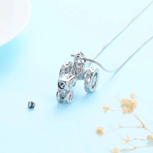 Miniatura 35 de Imrsanl Joyería de cremación para cenizas, motocicleta, automóvil pequeño, collar de urna de tractor para cenizas para hombres, recuerdo