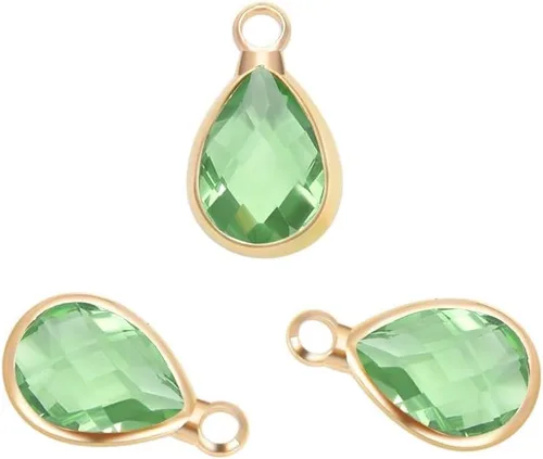Adabele Colgante de piedra natal de grado A, caída de 11 mm, 14 mm, 16 mm, chapado en oro amarillo de 18 quilates para aretes personalizados,