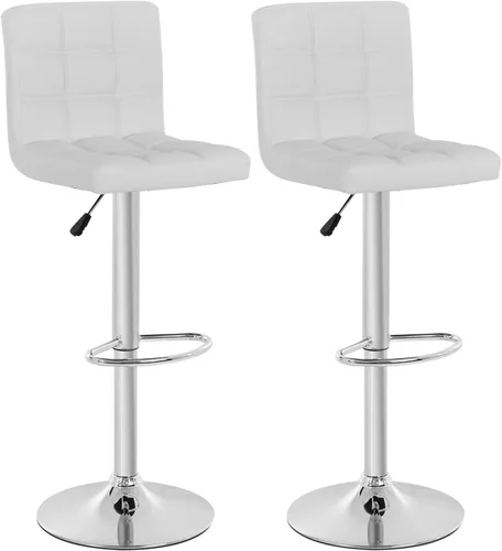 Miniatura 10 de BestOffice Taburete de bar moderno, juego de 2 taburetes de bar de altura ajustable de altura de mostrador, taburete giratorio de cuero PU, sillas