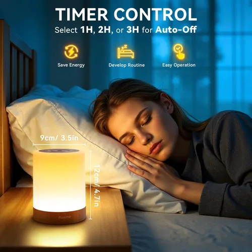 Miniatura 6 de Auxmir Luz nocturna para niños y bebés, lámpara táctil regulable para guardería, 11 colores RGB, 5 brillo, lámpara de mesa recargable portátil