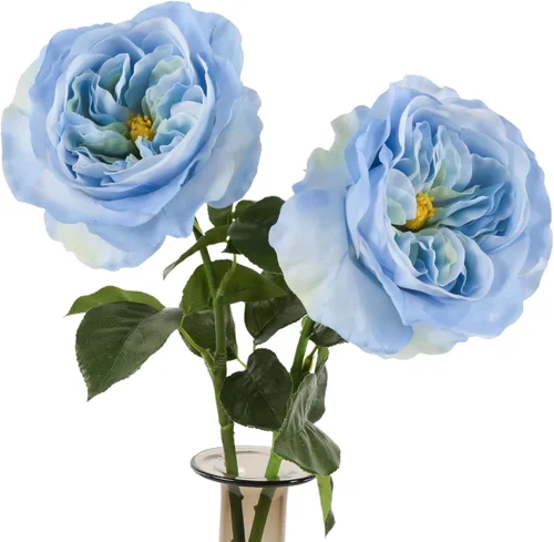 2 piezas de peonías falsas Austin, rosas de melocotón de tacto real con tallos de 25.60 pulgadas, peonía de látex, flores artificiales para