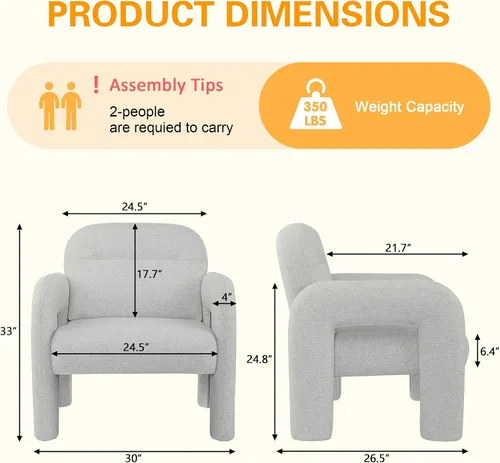 Miniatura 2 de LSSPAID Sillas decorativas, sillones tapizados de tela de línea moderna, cómoda silla de lectura para ocio, sillón individual esponjoso para sala