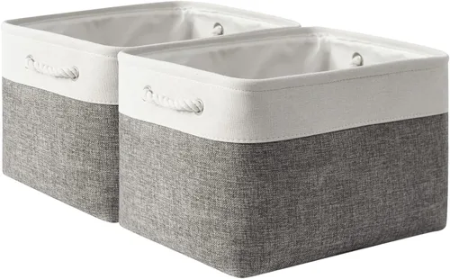 Miniatura 20 de Cesta de organización y almacenamiento para estantes - Paquete pequeño de 6 cestas de almacenamiento de tela plegables para organizar con asa