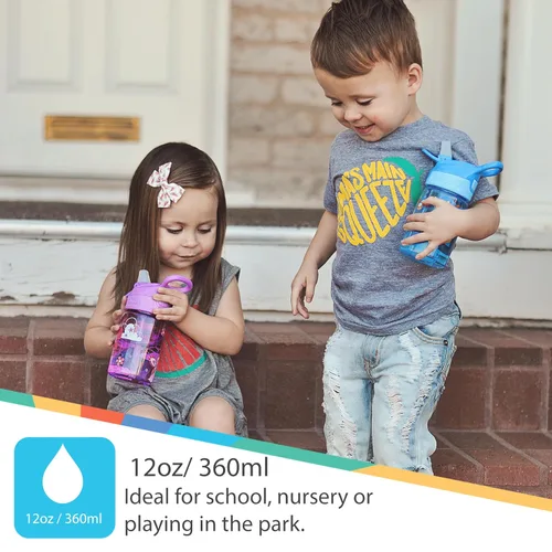 Miniatura 2 de Nuby Botella de agua impresa Flip-it Reflex con botón para llevar con boquilla suave, 12 onzas, más de 18 meses, 1 paquete, recibirás uno