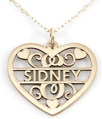 Miniatura 3 de AJ's Collection Collar de plata de ley con inicial y nombre de corazón elegante. Elección de 925, placa de oro de 14 quilates o placa de oro rosa