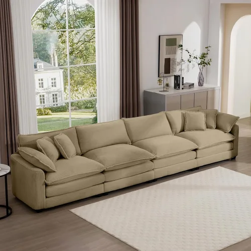 Miniatura 19 de Aoowow Sofá de dos plazas de pana, modernos sofás de nube de 2 plazas para sala de estar, sofás modulares de nube seccionales con asiento profundo