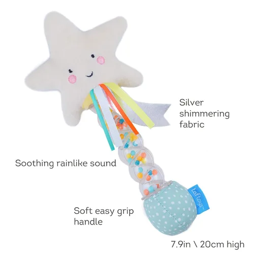 Miniatura 2 de Taf Toys Sonajero Palo de Lluvia Estrella, Juguete Musical Agitar y Sonajero Creador de Lluvia, Instrumento Musical para Bebés y Niños Pequeños