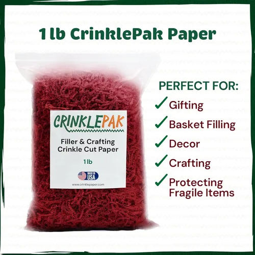 Miniatura 6 de Relleno de papel arrugado rojo de 1 libra fabricado en Estados Unidos Gran papel triturado para cestas de regalo, paquetes de envío, relleno