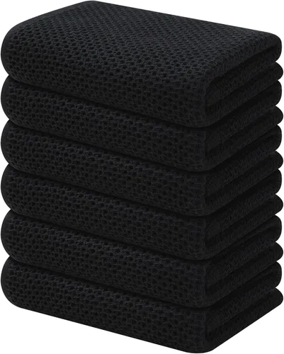 Miniatura 88 de Kitinjoy - Paños de cocina de 100 % algodón, tela de tejido gofrado, paño de limpieza ultrasuave, absorbente y de secado rápido. Gris Oscuro