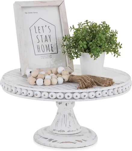 Miniatura 12 de Hanobe Soporte para Tartas de Madera Pequeño: Soporte de Pedestal para Cupcakes de 8 Pulgadas, Elevador de Exhibición de Postres Rústico Envejecido
