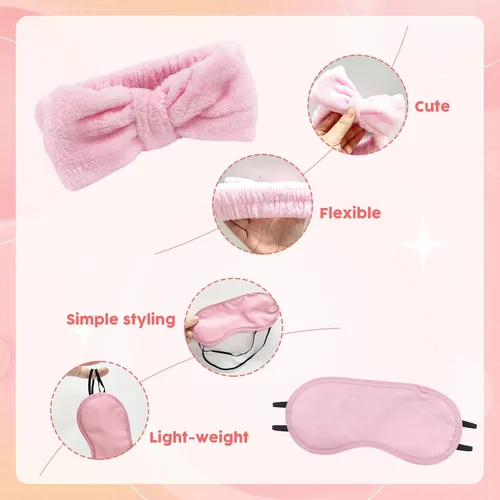 Miniatura 4 de Kit de spa de pies para niños, 32 piezas, color rosa claro de 8 pies para remojo, 8 toallas, 8 bandas para el cabello y 8 máscaras de ojos