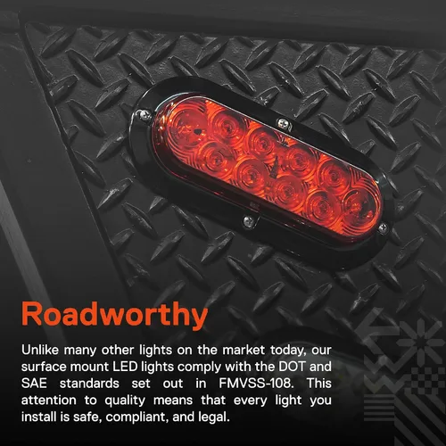 Miniatura 2 de TRUE MODS - Kit de 4 luces traseras LED ovaladas rojas de 6 pulgadas para remolque [DOT FMVSS 108] [SAE S2T2I6] [Montaje en superficie]
