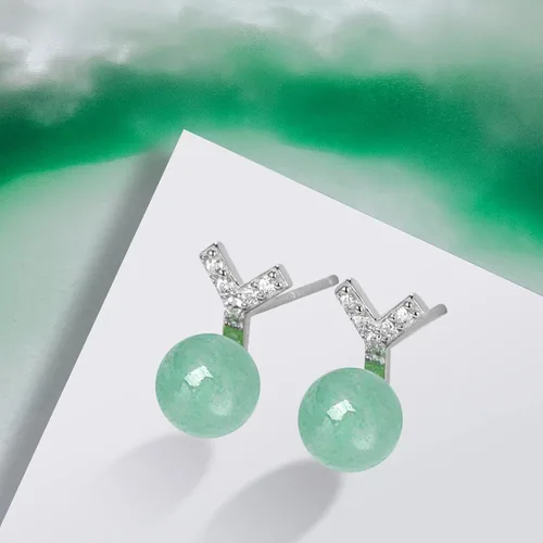 Miniatura 43 de Jade Earrings Studs,Green Jade Earrings for Women,925 Sterling Silver Earrings Studs for Sensitive Ears,Handmade Jade Earrings for Birthday