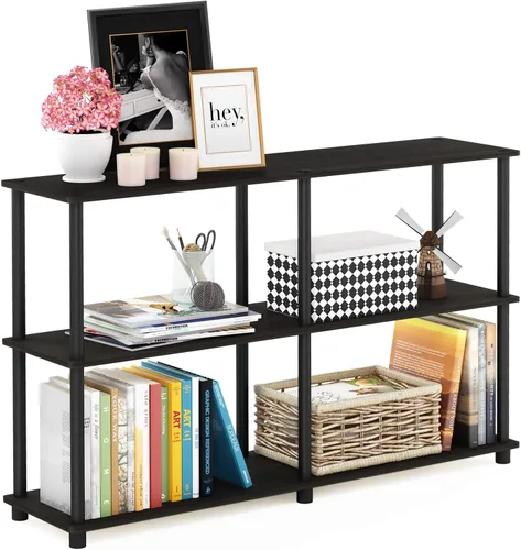 Furinno TURN-N-TUBE - Estantes de almacenamiento, Estante de 3 niveles de 47.4" de ancho para libros, Estante de esquina, Estantes abiertos sin