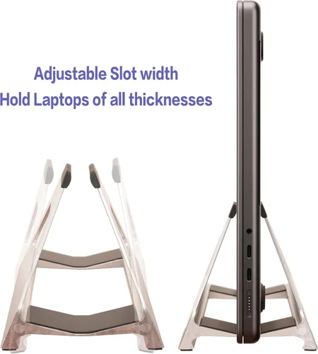 Miniatura 4 de Soporte vertical para laptop, soporte de ahorro de espacio para MacBook con ajuste de ancho sin herramientas, bonito aluminio anodizado