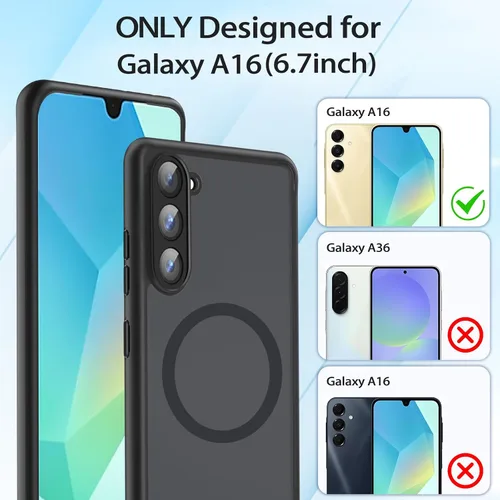 Miniatura 6 de HikerClub Funda magnética para Galaxy A16 (2024), compatible con cargador inalámbrico, ajuste delgado, Amti-Scratch, translúcido, mate, cubierta