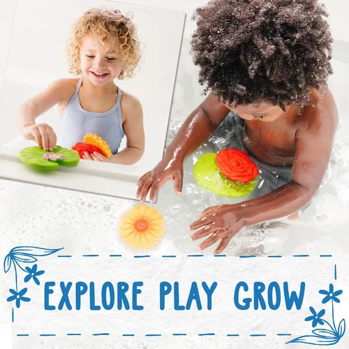 Miniatura 5 de SplashEZ Juguetes de Baño Sin Moho para Niños y Niños Pequeños Juguetes de Baño para Bebés Sin Agujeros Flores Flotantes Sin Moho para Bañera