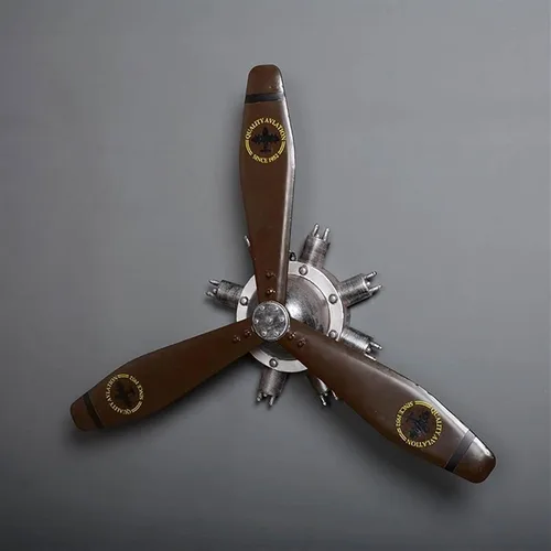 Miniatura 6 de Decoración de pared de hélice de avión KTV de metal, hélice mecánica montada en la pared de estilo industrial retro, escultura de pared de hierro