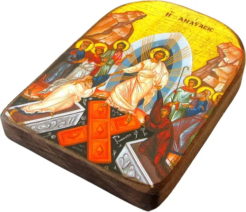 Miniatura 3 de Icono de madera griego cristiano ortodoxo madera de la resurrección / MP2