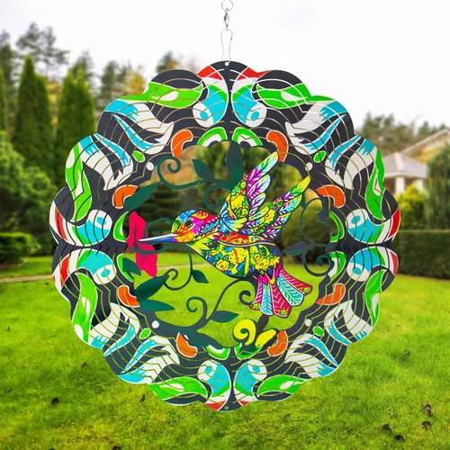 Miniatura 13 de Hilanderos de viento de metal de pavo real - Regalos para mujeres, mamá, abuela, esposa, hilandero de viento colgante para decoraciones