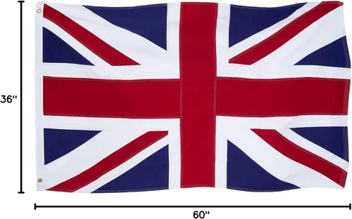 Miniatura 6 de Homissor Bandera británica de algodón 3x5 Union Jack Banderas de Inglaterra bordadas a rayas cosidas Reino Unido Bandera del Reino Unido Heavy Duty