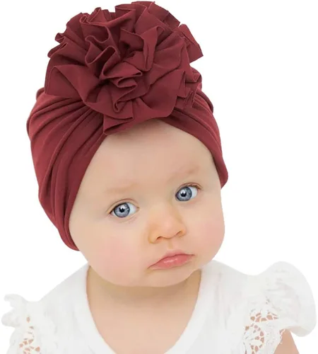 Miniatura 5 de inSowni Paquete de 8 gorros de turbante de hospital para guardería con flor grande para bebés, niñas, recién nacidos y bebés