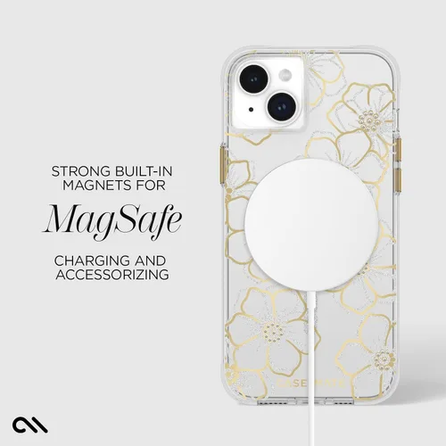 Miniatura 4 de Case-Mate Funda para iPhone 15 Plus - Flores con Gemas [Protección contra caídas de 12 pies] [Compatible con MagSafe] Cubierta magnética