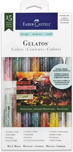Miniatura 9 de Faber-Castell Set de regalo Gelatos: 28 crayones de gel de acuarela y suministros de arte para pintura, dibujo y diario, lápices de pigmentos