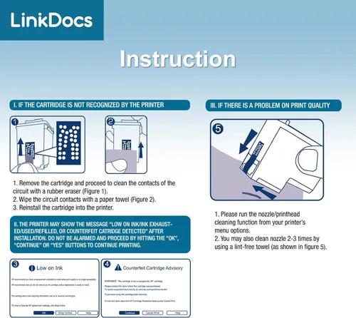 Miniatura 4 de LinkDocs Paquete combinado de cartuchos de tinta 65XL remanufacturados de repuesto para HP Ink 65 N9K04AN N9K03AN utilizado con tinta HP Deskjet