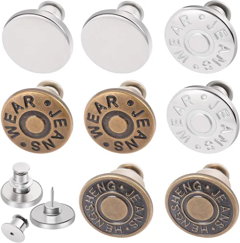 Miniatura 9 de Ceryvop 12 juegos de botones para jeans sueltos, reemplazo instantáneo sin costura y sin herramientas, botón de presión para pantalones, ajustador