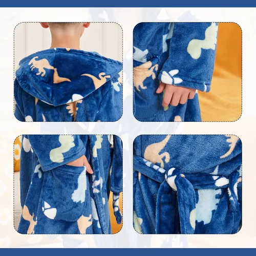 Miniatura 5 de V.&GRIN Bata de baño de forro polar con capucha para niños de 3 a 14 años