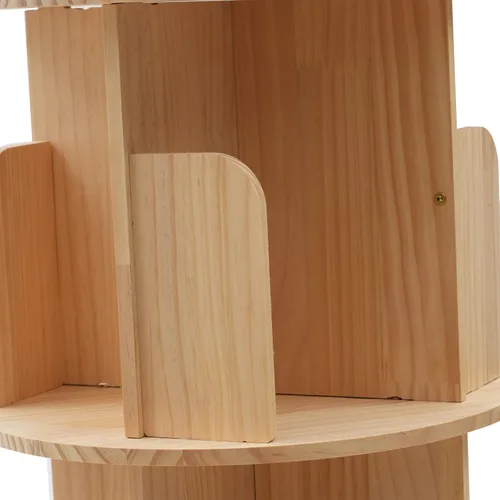 Miniatura 7 de DouSeiAi Estantería giratoria, estantería giratoria de 360° de 16 pulgadas de alto con patas, torre giratoria de madera de pino para oficina, hogar