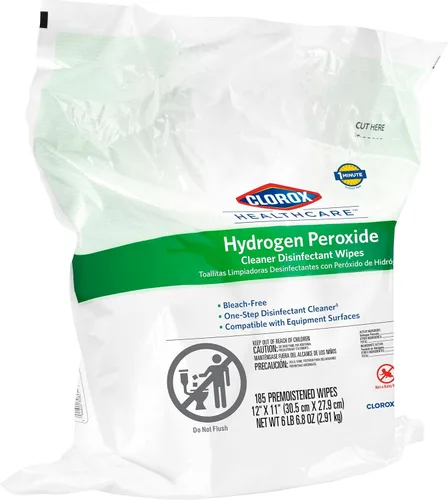 Miniatura 7 de Clorox Healthcare Toallitas desinfectantes limpiadoras de peróxido de hidrógeno, 12 x 11 pulgadas, repuesto para cubo, 185 unidades, paquete de 2