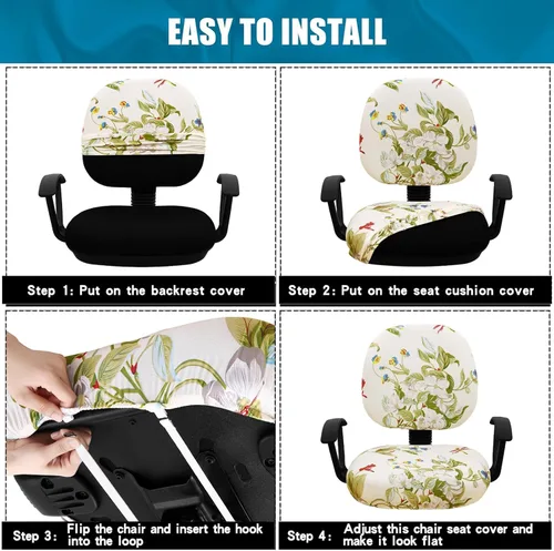 Miniatura 7 de Smiry Fundas elásticas para silla de computadora de oficina, universales, lavables, extraíbles y giratorias, fundas protectoras para asiento + Beige