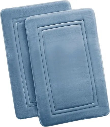 Miniatura 2 de Truly Calm - Juego de 2 alfombrillas de espuma viscoelástica de poliéster azul de 2 piezas de 20 x 32 pulgadas, sólido para hombres y mujeres