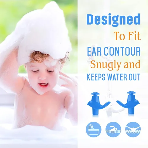 Miniatura 2 de Hearprotek 2 pares de tapones para los oídos de natación para niños, tapones para los oídos de agua suaves y reutilizables para niños para nadar